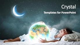  Presentation with nasa - Audience pleasing slide set consisting of cute girl sleeping in bed and looking at earth planet elements of this image are furnished by nasa backdrop and a tawny brown colored foreground