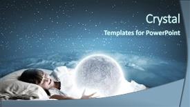  Presentation with sleeping - Slides consisting of cute girl sleeping in bed with moon background and a ocean colored foreground