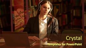  Presentation with education cute - PPT layouts featuring cute-girl-student-in-black background and a tawny brown colored foreground