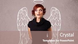  Presentation with angel wings - Amazing presentation having cute girl with angel illustrated backdrop and a coral colored foreground