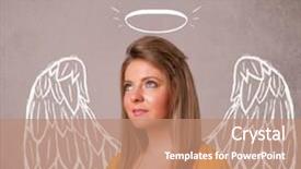  Presentation with angel wings - Beautiful PPT theme featuring cute girl with angel illustrated backdrop and a  colored foreground