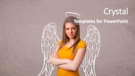  Presentation with angel wings - Colorful presentation theme enhanced with cute girl with angel illustrated backdrop and a gray colored foreground
