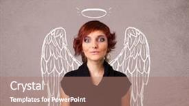  Presentation with angel wings - Cool new PPT theme with cute girl with angel illustrated backdrop and a coral colored foreground