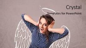  Presentation with angel wings - Colorful PPT theme enhanced with cute girl with angel illustrated backdrop and a light gray colored foreground
