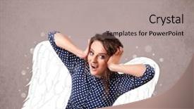  Presentation with angel wings - Audience pleasing PPT theme consisting of cute girl with angel illustrated backdrop and a light gray colored foreground