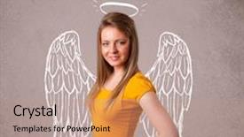  Presentation with angel wings - Theme enhanced with cute girl with angel illustrated background and a coral colored foreground