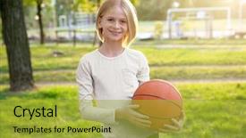 Presentation with basketball basketball hoop sport ball - Slides featuring cute girl with basketball ball background and a yellow colored foreground