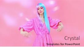  Presentation with japanese anime - PPT theme having cute-girl-with-bright-makeup background and a lemonade colored foreground