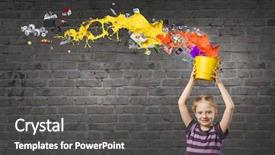  Presentation with colorful - Slides featuring cute girl with bucket and colorful springs coming background and a dark gray colored foreground