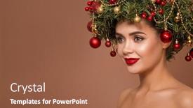  Presentation with christmas girl - Slide deck consisting of cute girl with christmas wreath on her head brown background background and a tawny brown colored foreground