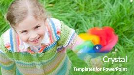  Presentation with pinwheel - Cool new presentation with cute girl with colored pinwheel backdrop and a tawny brown colored foreground