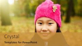  Presentation with isolated fall oak leaf - Theme with leaf on her pink beanie background and a gold colored foreground