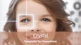  Presentation with eye medicine - PPT theme featuring cute girl with eye chart background and a coral colored foreground