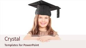  Presentation with graduation - PPT theme having cute girl with graduation hat background and a  colored foreground