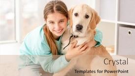  Presentation with wide - Audience pleasing presentation consisting of cute-girl-with-wide-smile backdrop and a coral colored foreground