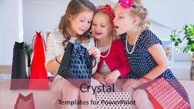  Presentation with three - Cool new slides with cute girlfriends fashioners on shopping backdrop and a coral colored foreground