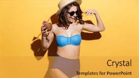  Presentation with yellow and teal design no picture - PPT theme with cute girls - picture of smiling young woman background and a gold colored foreground