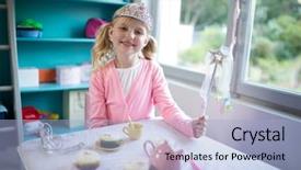  Presentation with smiling little girl - Slide set featuring cute girls - portrait of smiling girl dressed background and a  colored foreground