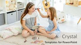  Presentation with makeup - Colorful PPT layouts enhanced with cute-girls-kids-doing-makeup backdrop and a soft green colored foreground