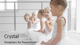  Presentation with ballet - Presentation theme having cute girls training at ballet background and a light gray colored foreground