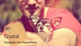  Presentation with done - Theme consisting of cute guy smiling at the camera on a bright sunny day done with a retro vintage instagram filter background and a coral colored foreground