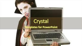  Presentation with laptop blank screen - Audience pleasing presentation consisting of cute halloween vampire holding a laptop computer over white background lcd screen is blank and ready for your text backdrop and a tawny brown colored foreground