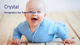  Presentation with cute baby - PPT theme consisting of cute happy baby boy crawling background and a sky blue colored foreground