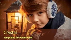  Presentation with happy new year - Slide set enhanced with cute-happy-boy-in-winter and a tawny brown colored foreground