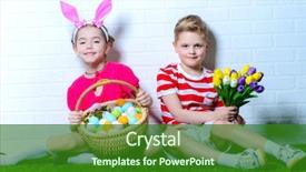  Presentation with green fashion - Amazing slide deck having cute happy children wearing bunny backdrop and a  colored foreground