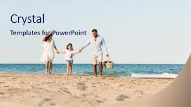  Presentation with family photo - Audience pleasing presentation theme consisting of cute happy family having fun backdrop and a sky blue colored foreground