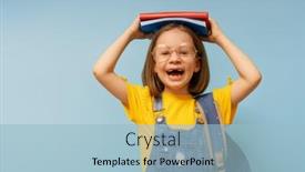  Presentation with light blue - Presentation theme consisting of cute-happy-kid-standing background and a light blue colored foreground