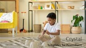  Presentation with living room - Amazing slide set having cute-happy-little-boy backdrop and a coral colored foreground