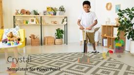  Presentation with carpet - Presentation consisting of cute-happy-mixed-race-preschooler background and a coral colored foreground