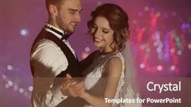  Presentation with wedding - Theme enhanced with cute happy wedding couple dancing background and a tawny brown colored foreground