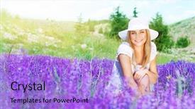  Presentation with purple spring - Presentation enhanced with pleasure spending spring sunny day background and a light blue colored foreground