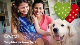  Presentation with cute flower heart - PPT theme enhanced with cute heart decorations against mother background and a coral colored foreground