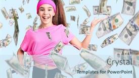  Presentation with holding hands - Beautiful PPT theme featuring cute-hispanic-child-girl-holding backdrop and a sky blue colored foreground