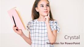  Presentation with hand holding pencil - Audience pleasing slides consisting of cute-hispanic-child-girl-holding backdrop and a lemonade colored foreground