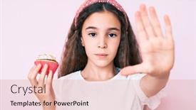  Presentation with cute - PPT theme with cute-hispanic-child-girl-holding background and a coral colored foreground