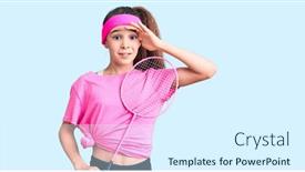  Presentation with angry child - Cool new slide set with cute-hispanic-child-girl-holding backdrop and a sky blue colored foreground