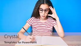  Presentation with angry child - Presentation theme with cute-hispanic-child-girl-sitting background and a lemonade colored foreground