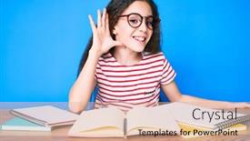  Presentation with cute - Colorful theme enhanced with cute-hispanic-child-girl-studying backdrop and a lemonade colored foreground