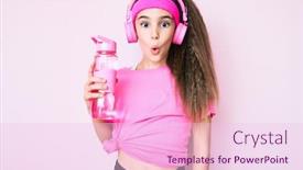  Presentation with water bottle - Cool new slide set with cute-hispanic-child-girl-wearing backdrop and a lemonade colored foreground