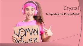  Presentation with girl power - Beautiful presentation theme featuring cute-hispanic-child-girl-wearing backdrop and a coral colored foreground
