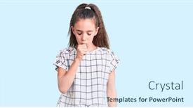  Presentation with child health care - Beautiful PPT theme featuring cute-hispanic-child-girl-wearing backdrop and a sky blue colored foreground