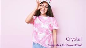  Presentation with child eye - Beautiful presentation theme featuring cute-hispanic-child-girl-wearing backdrop and a pink colored foreground