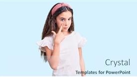  Presentation with child eye - Audience pleasing theme consisting of cute-hispanic-child-girl-wearing backdrop and a sky blue colored foreground