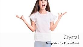  Presentation with tshirt - Colorful slide deck enhanced with cute-hispanic-child-girl-wearing backdrop and a white colored foreground