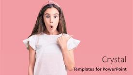  Presentation with tshirt - Audience pleasing PPT theme consisting of cute-hispanic-child-girl-wearing backdrop and a coral colored foreground