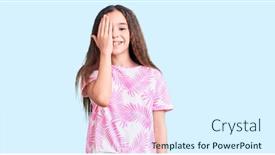  Presentation with child eye - Cool new presentation theme with cute-hispanic-child-girl-wearing backdrop and a sky blue colored foreground